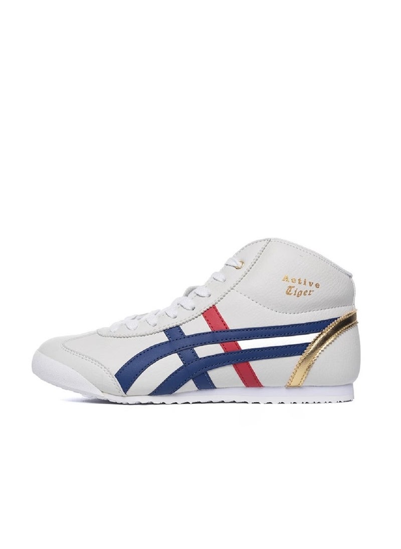 Onitsuka Tiger - حذاء رياضي مكسيكو ميد رانر عالي الجودة باللون الأزرق/الأحمر/الذهبي - Image 1
