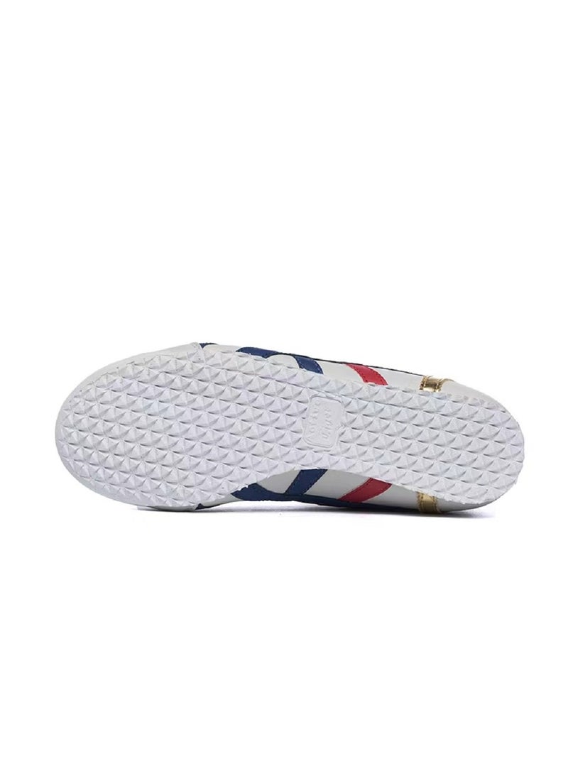 Onitsuka Tiger - حذاء رياضي مكسيكو ميد رانر عالي الجودة باللون الأزرق/الأحمر/الذهبي - Image 1