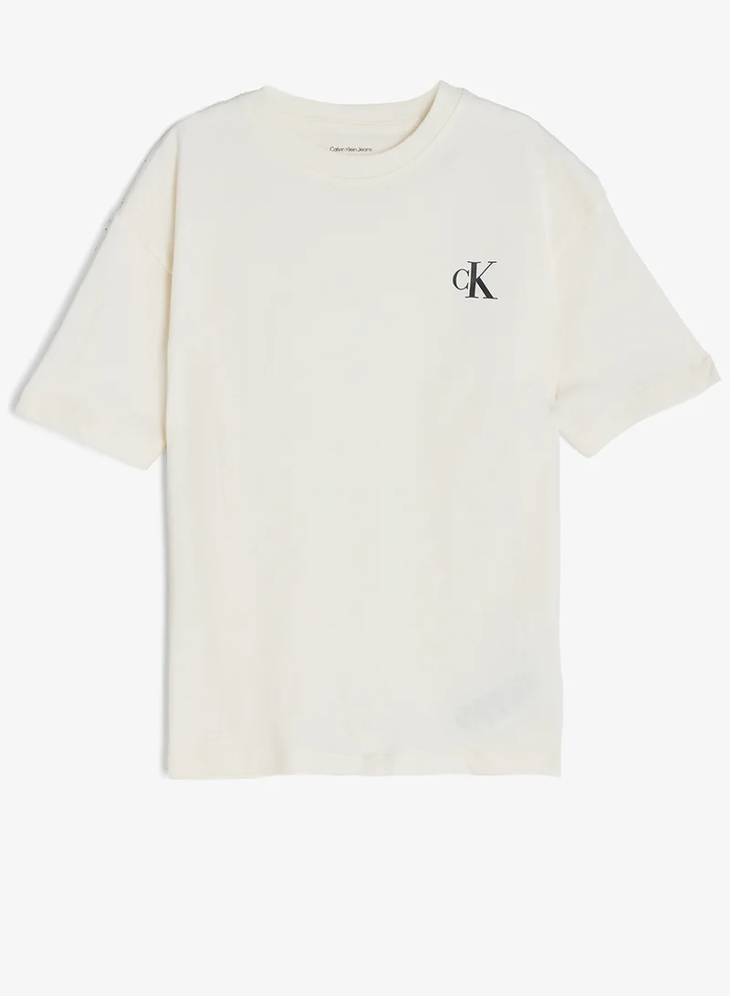 Calvin Klein Jeans Tofu/Hummus 2-Pack Monogram Logo Crew Neck T-Shirts for Men | Best Price UAE