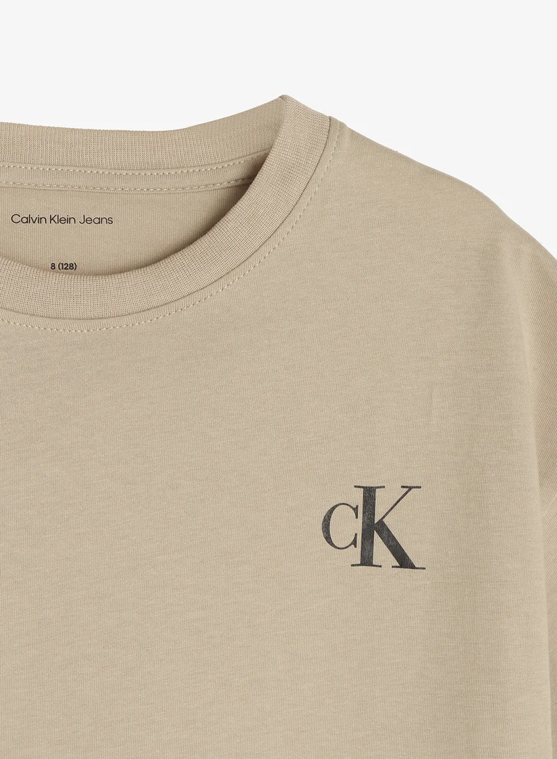 Calvin Klein Jeans Tofu/Hummus 2-Pack Monogram Logo Crew Neck T-Shirts for Men | Best Price UAE