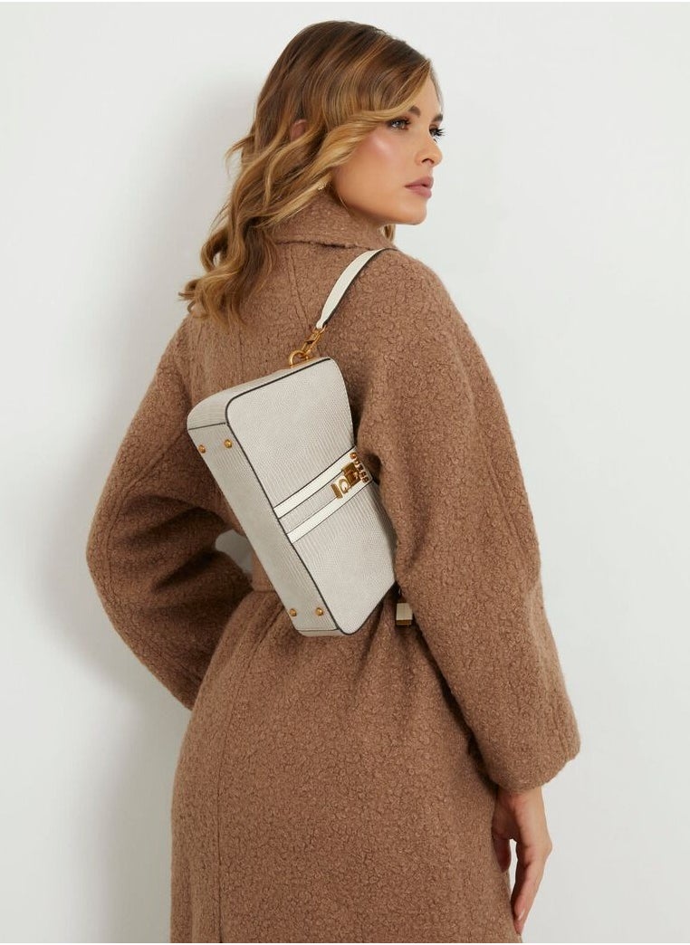 GUESS - GUESS GINEVRA NUDE SHOULDER BAG White - Image 1