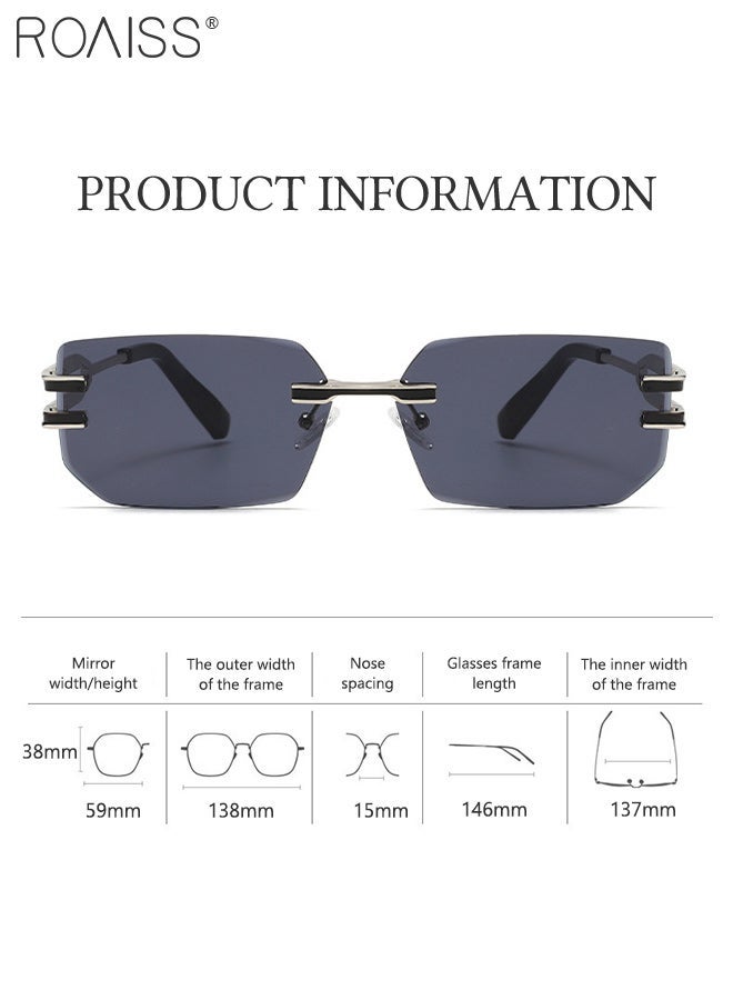 roaiss Retro Rimless Sunglasses for Women Men UV400 Protection with Unique Temples, Outdoor Anti-glare Sun Shades for Outdoor Party Street Photography - Image 3