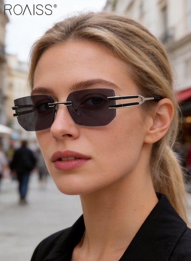 roaiss Retro Rimless Sunglasses for Women Men UV400 Protection with Unique Temples, Outdoor Anti-glare Sun Shades for Outdoor Party Street Photography - Image 2