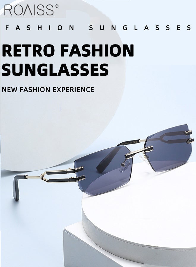 roaiss Retro Rimless Sunglasses for Women Men UV400 Protection with Unique Temples, Outdoor Anti-glare Sun Shades for Outdoor Party Street Photography - Image 4