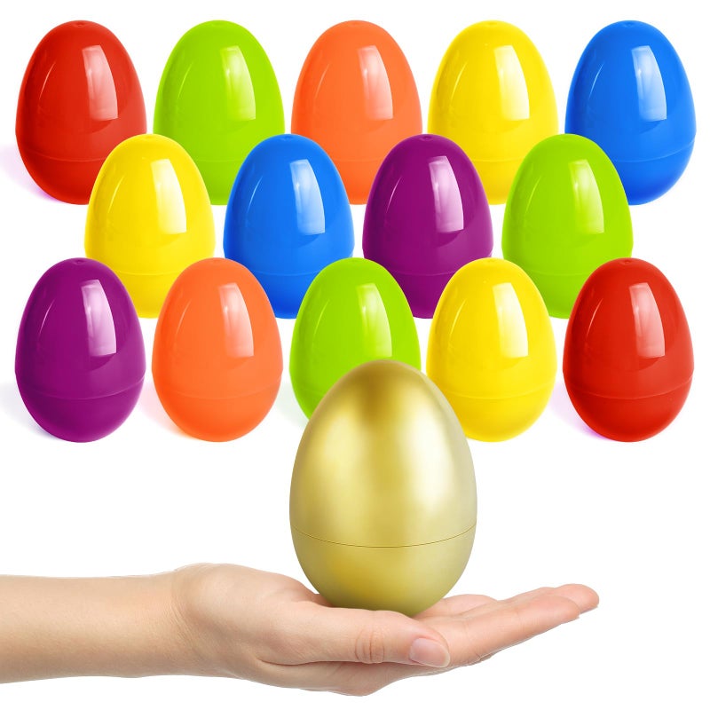 spring flower SpringFlower 3.5â€ Unfilled Easter Eggs, 36 pcs Colorful Egg Plus 1 Golden Egg, Empty Plastic Eggs Fillable with Candy, Treats, Presents for Toy Basket,Easter Decorations, Toy Egg Basket,Boys & Girls - Image 1