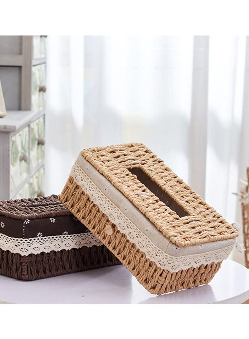 Captaintech Woven Retro Rectangular Tissue Box Cover for Disposable Paper Home Office Car Automotive Decoration - Image 4