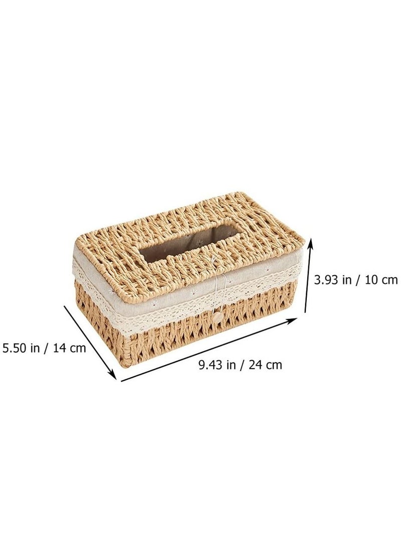 Captaintech Woven Retro Rectangular Tissue Box Cover for Disposable Paper Home Office Car Automotive Decoration - Image 2