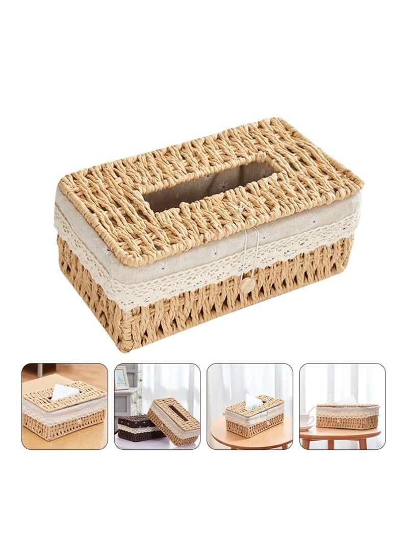 Captaintech Woven Retro Rectangular Tissue Box Cover for Disposable Paper Home Office Car Automotive Decoration - Image 3