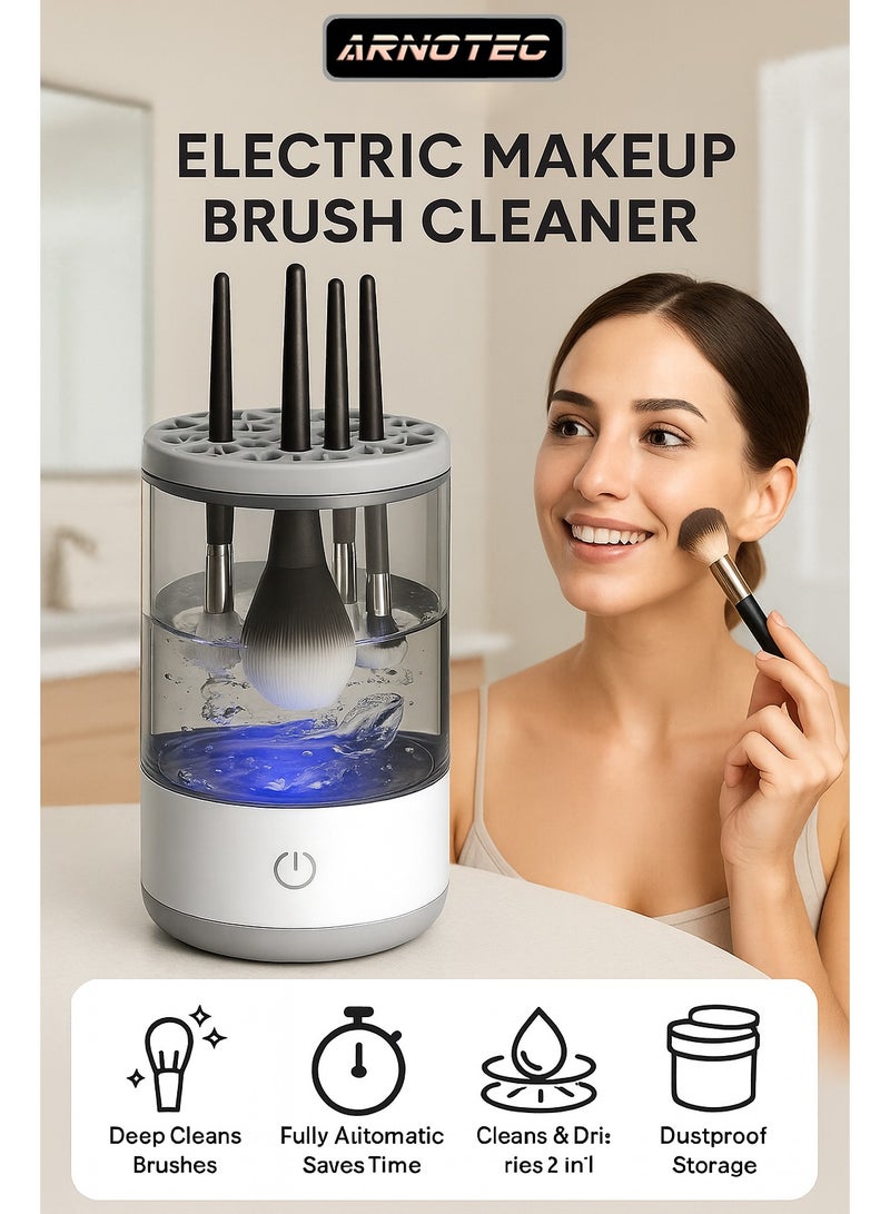 ARNOTEC جهاز تنظيف فرش المكياج الكهربائي المحمول بمنفذ USB، مع حصيرة تنظيف فرش المكياج لجميع أحجام فرش المكياج - Image 1