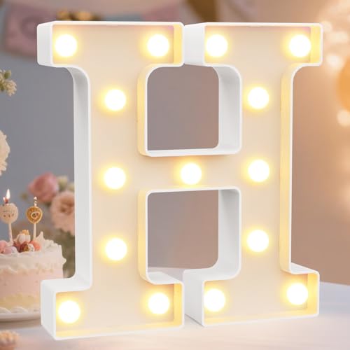 Pooqla LED Marquee Letter Lights Sign, Light Up Alphabet Letter for Home Party Wedding Decoration H - Image 1