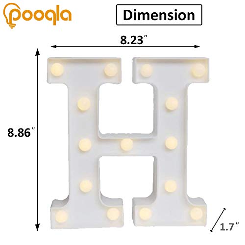 Pooqla LED Marquee Letter Lights Sign, Light Up Alphabet Letter for Home Party Wedding Decoration H - Image 3
