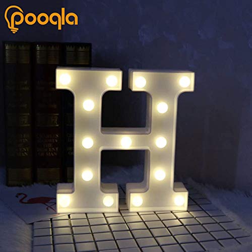 Pooqla LED Marquee Letter Lights Sign, Light Up Alphabet Letter for Home Party Wedding Decoration H - Image 4