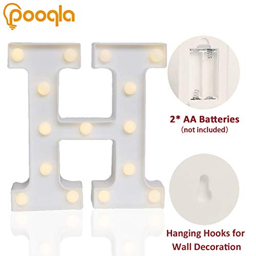 Pooqla LED Marquee Letter Lights Sign, Light Up Alphabet Letter for Home Party Wedding Decoration H - Image 2
