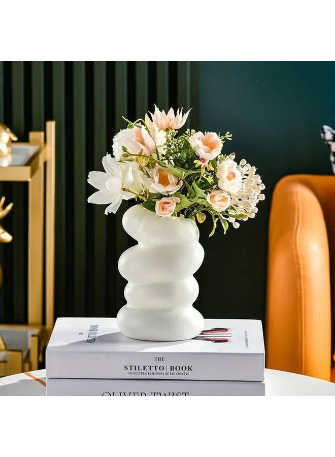 White Plastic Spiral Vase Nordic Style For Dry And Wet Flowers 3.54x5.91 Inch - Image 1