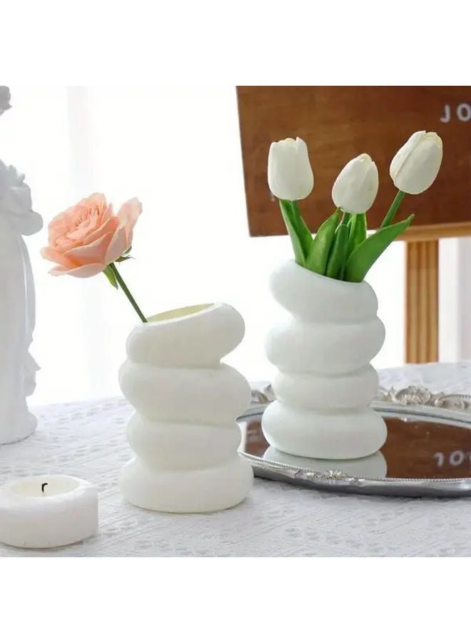 White Plastic Spiral Vase Nordic Style For Dry And Wet Flowers 3.54x5.91 Inch - Image 4