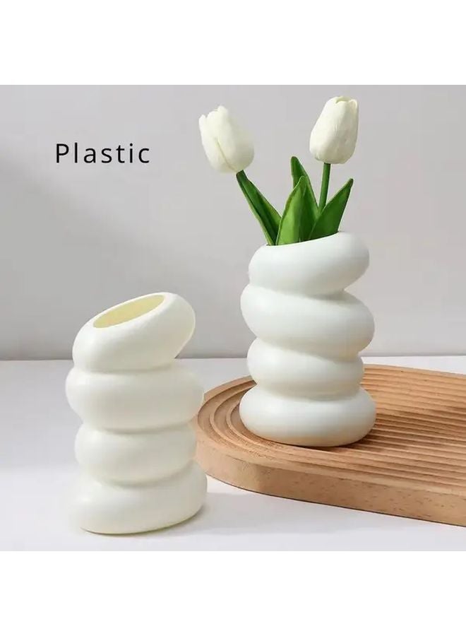 White Plastic Spiral Vase Nordic Style For Dry And Wet Flowers 3.54x5.91 Inch - Image 2