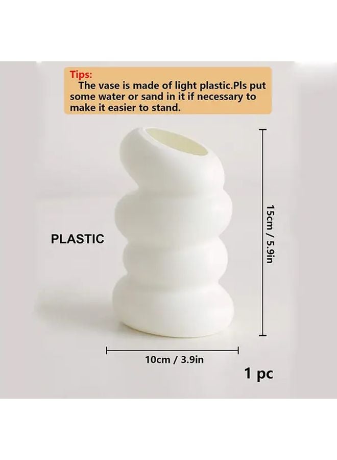 White Plastic Spiral Vase Nordic Style For Dry And Wet Flowers 3.54x5.91 Inch - Image 5