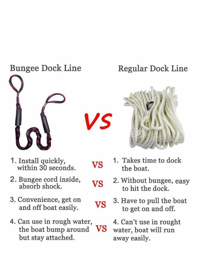 Generic - 2Pcs Boat Dock Line, Bungee Cords for Boats, Boating Gifts Men, Accessories, Pontoon Perfect Jet Ski, SeaDoo, Yamaha WaveRunner, Kayak, (4 Feet) - Image 1