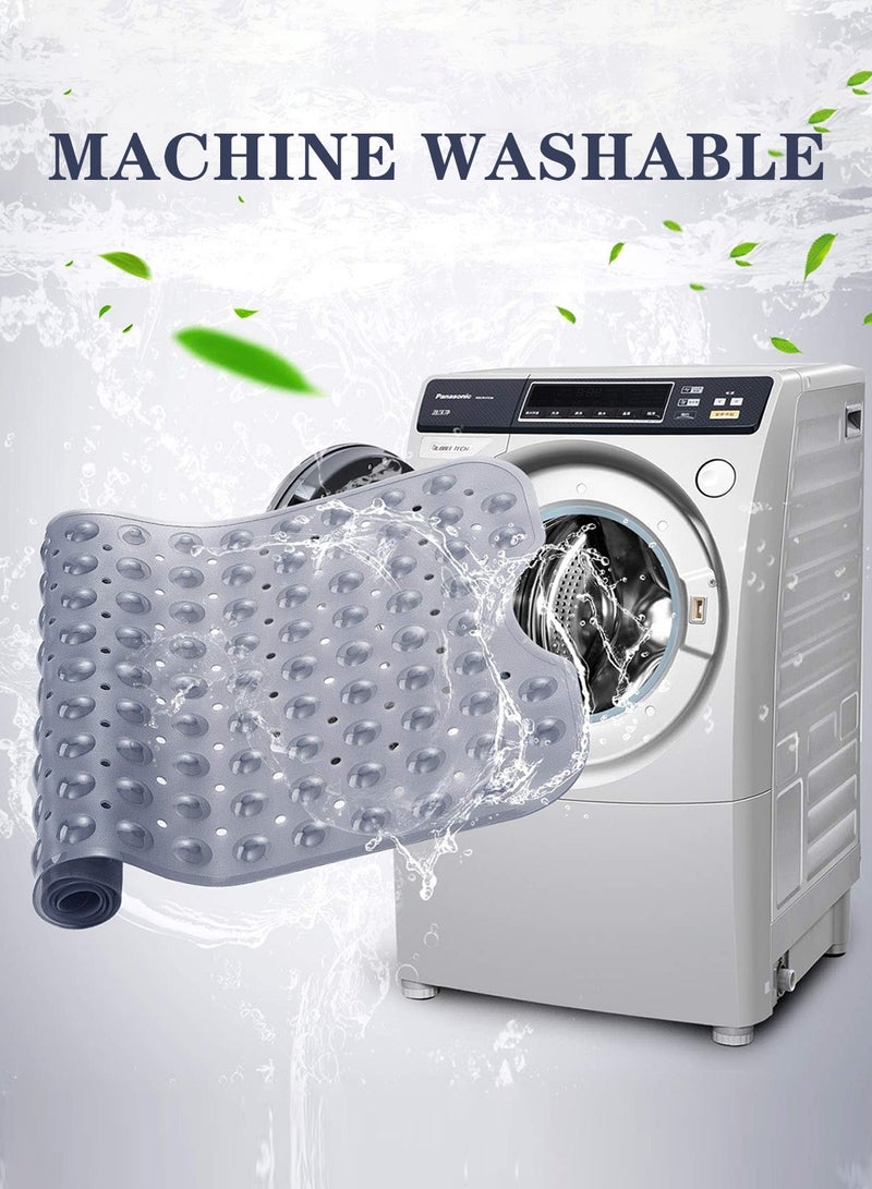 Meishida Bath Tub Shower Mat Non-Slip and Extra Large, Bathtub Mat with Suction Cups, Machine Washable Bathroom Mats with Drain Holes - Light Grey - Image 5