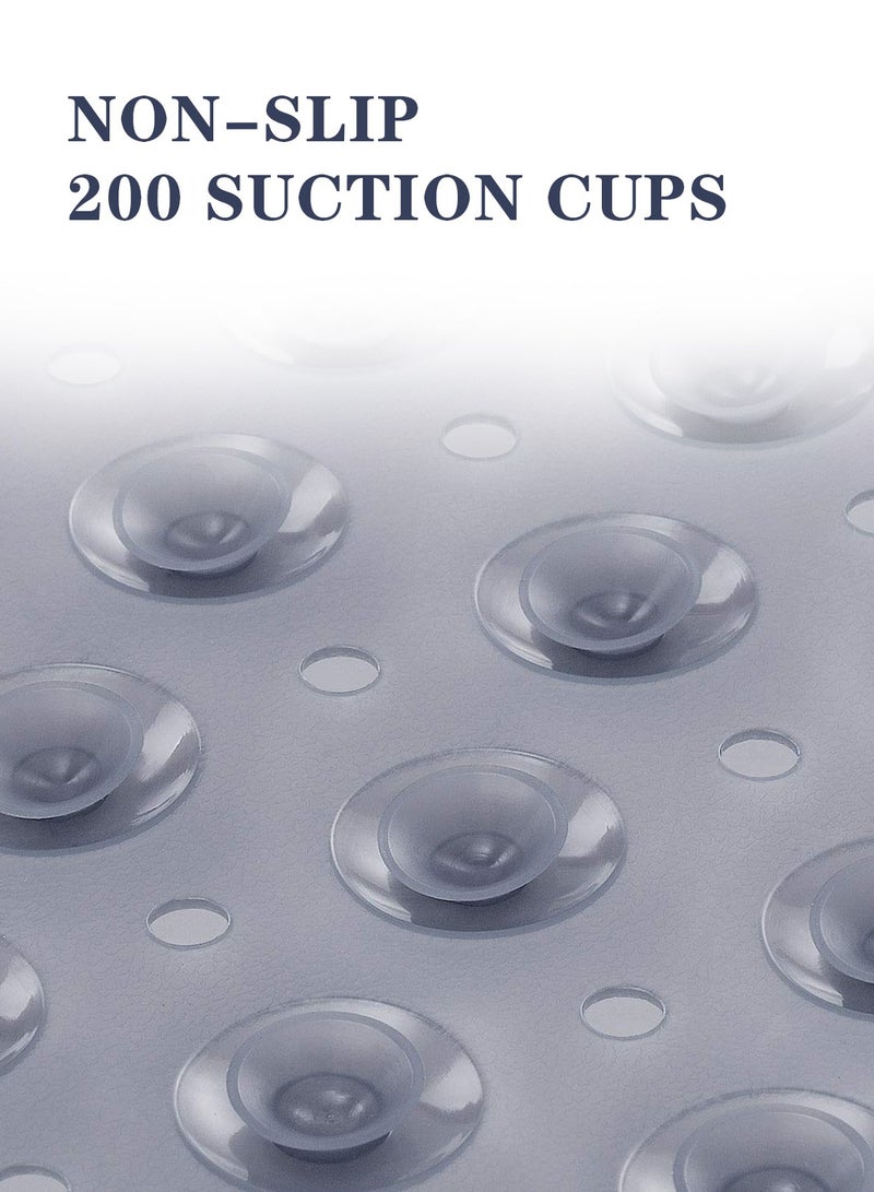 Meishida Bath Tub Shower Mat Non-Slip and Extra Large, Bathtub Mat with Suction Cups, Machine Washable Bathroom Mats with Drain Holes - Light Grey - Image 3