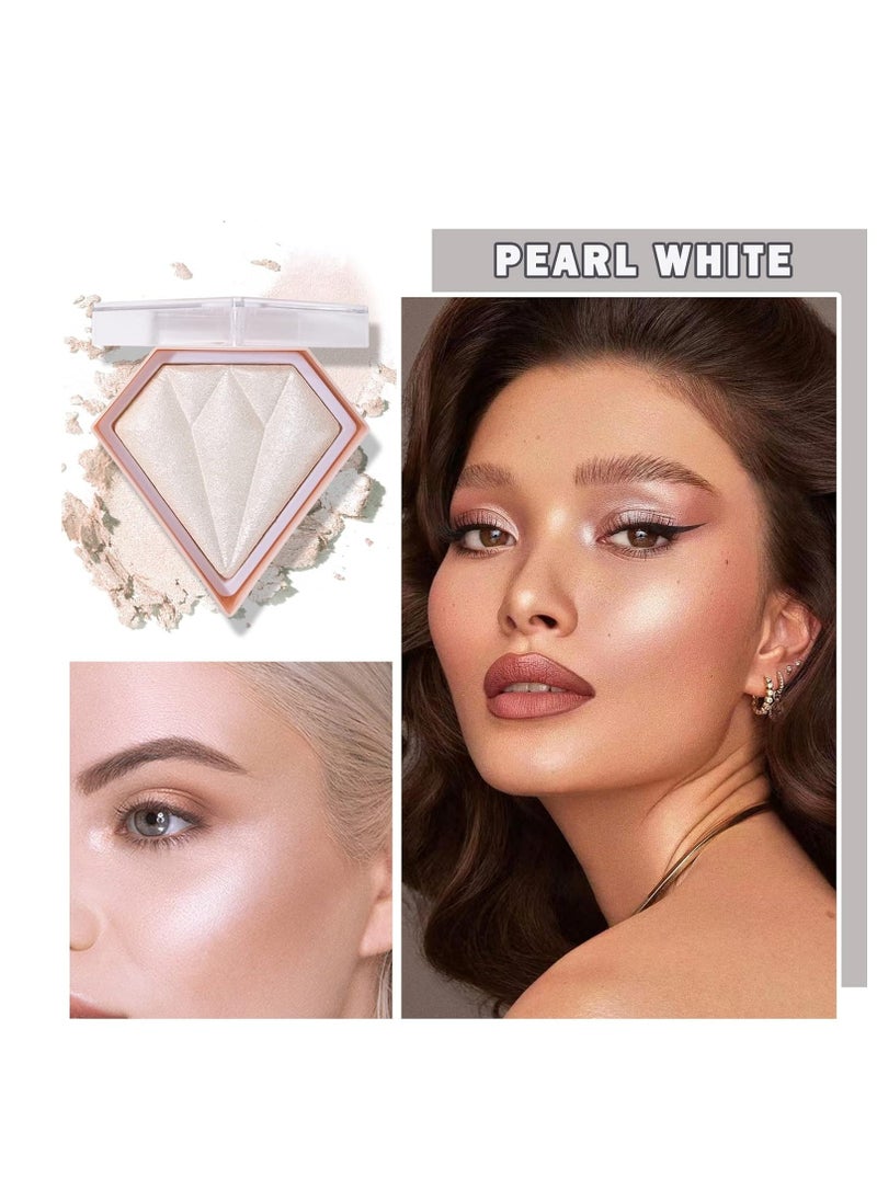 XINGXYUEL Face White Highlighter Makeup Palette Shimmer Contour Powder Waterproof Long-Lasting, Brightens Face Complexion Contour Illuminator Highlighters Blush Powder Makeup Palette - 01 Pearl White  - Image 2