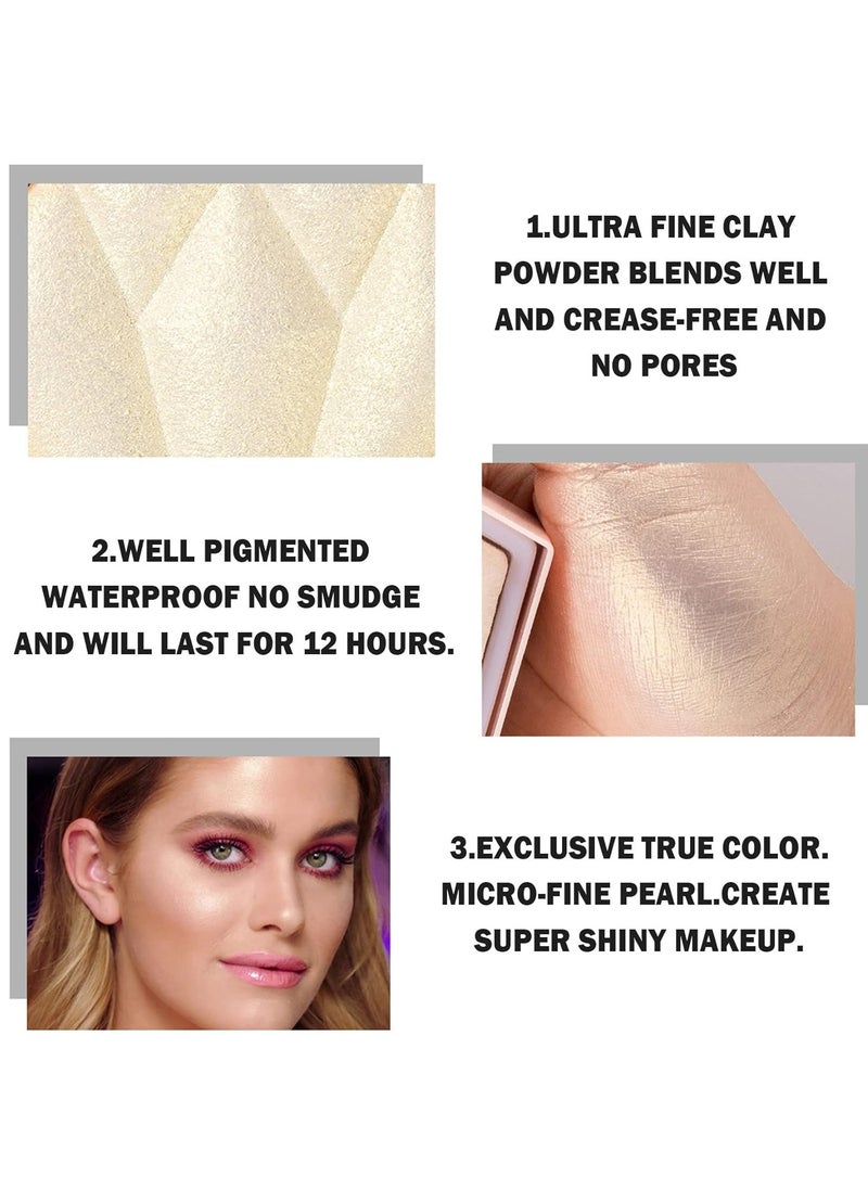 XINGXYUEL Face White Highlighter Makeup Palette Shimmer Contour Powder Waterproof Long-Lasting, Brightens Face Complexion Contour Illuminator Highlighters Blush Powder Makeup Palette - 01 Pearl White  - Image 3
