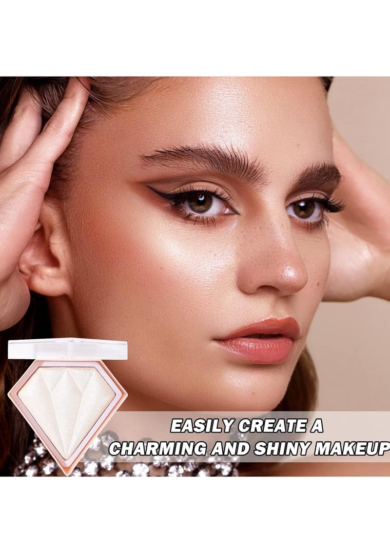XINGXYUEL Face White Highlighter Makeup Palette Shimmer Contour Powder Waterproof Long-Lasting, Brightens Face Complexion Contour Illuminator Highlighters Blush Powder Makeup Palette - 01 Pearl White  - Image 4