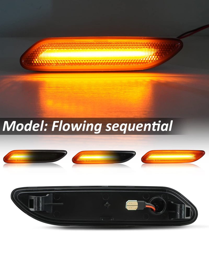 Bestview أفضل عرض مجموعة أضواء علامة جانبية LED متوافقة مع ميني كوبر R60 R61 كانتريمان بايسمان 2011-2016، ضوء وميض متسلسل برتقالي عدسة مدخنة 2PCS - Image 4