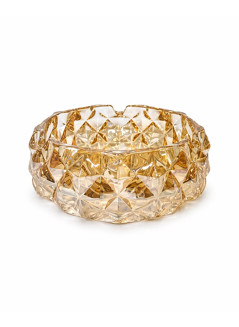 Home Pro Crystal Glass Ashtray with Gold Accents – Elegant Smoking Ashtray for Home & Table Use - Image 1