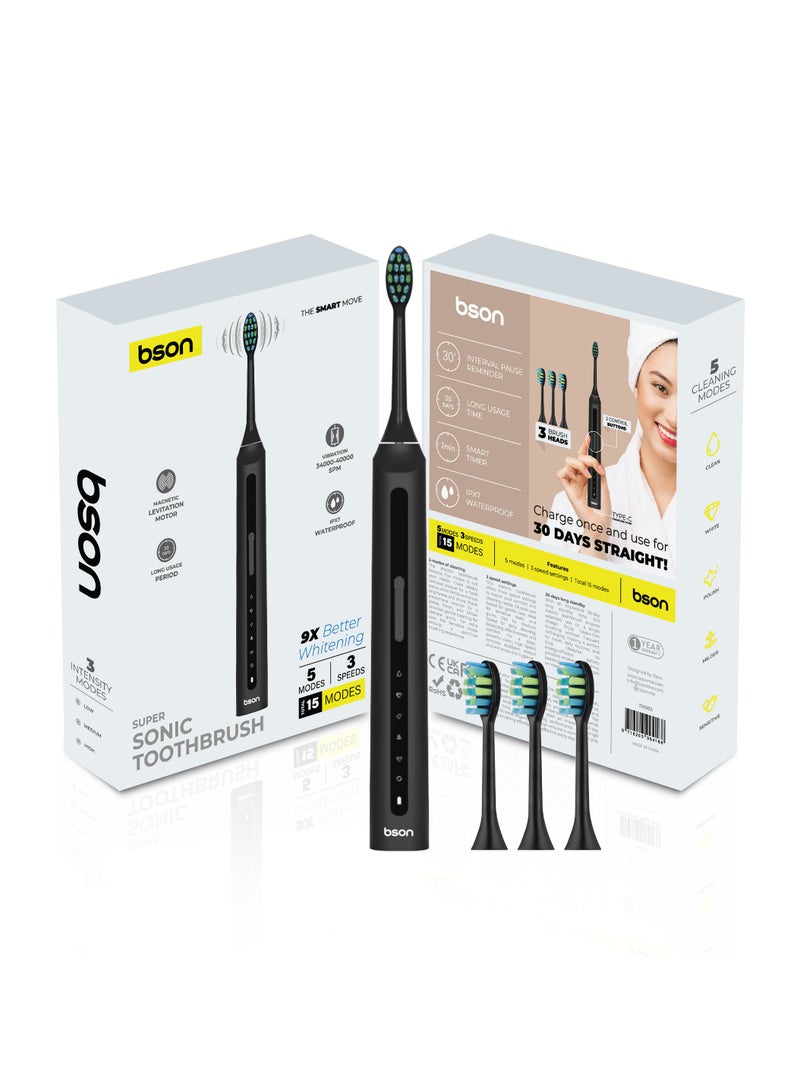 BSON Electric Toothbrush for Adults - 9X Better Whitening, 30-Day Battery, 40,000 SPM, IPX7 Waterproof, Multiple Cleaning Modes, Deep Plaque Removal, USB Rechargeable - Image 1