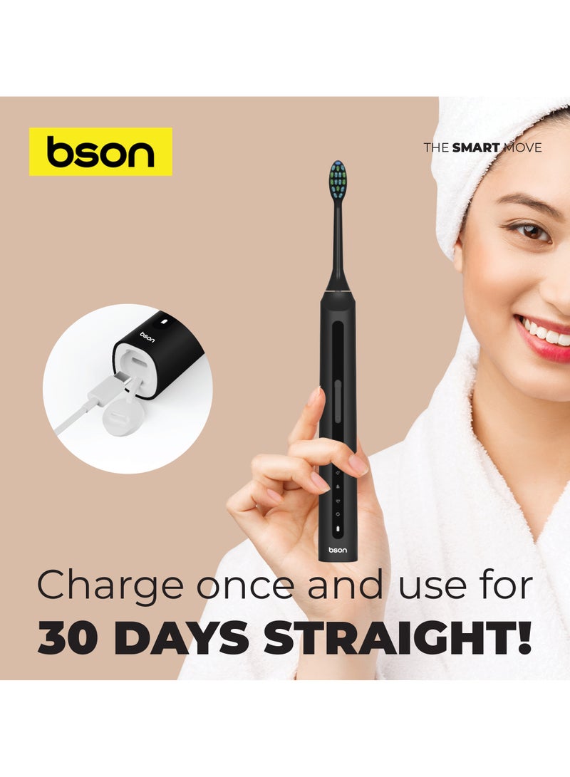 BSON Electric Toothbrush for Adults - 9X Better Whitening, 30-Day Battery, 40,000 SPM, IPX7 Waterproof, Multiple Cleaning Modes, Deep Plaque Removal, USB Rechargeable - Image 5