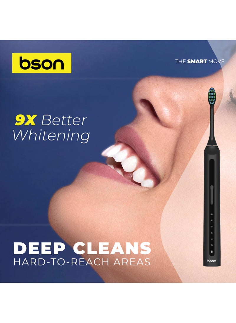 BSON Electric Toothbrush for Adults - 9X Better Whitening, 30-Day Battery, 40,000 SPM, IPX7 Waterproof, Multiple Cleaning Modes, Deep Plaque Removal, USB Rechargeable - Image 2