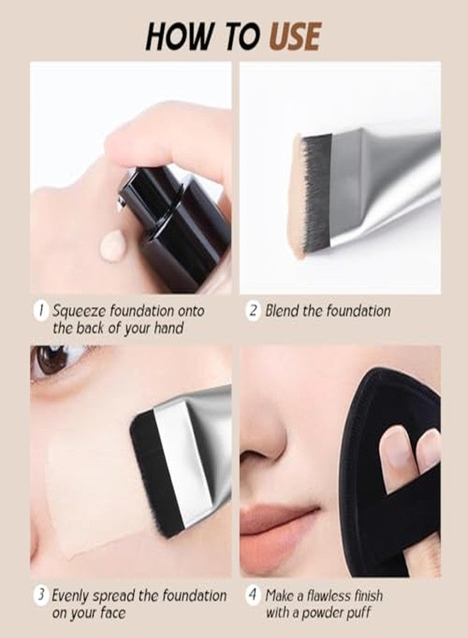 Gleva Glass Skin Foundation Brush Ultra Thin - Flat Kabuki Travel Makeup Brush for Liquid Foundation Cream, Powder, Concealer Blending - Soft Dense Bristle Korean Makeup Brush For Women & Girls - Image 4