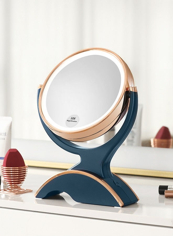 SNOWFLAKES SNOWFLAKES Magnifying Makeup Mirror with Light-1x/10x Rechargeable Lighted Mirror with Magnification  Double Sided 360 Degree Vanity Mirror,Dual Power.(Blue)  - Image 3