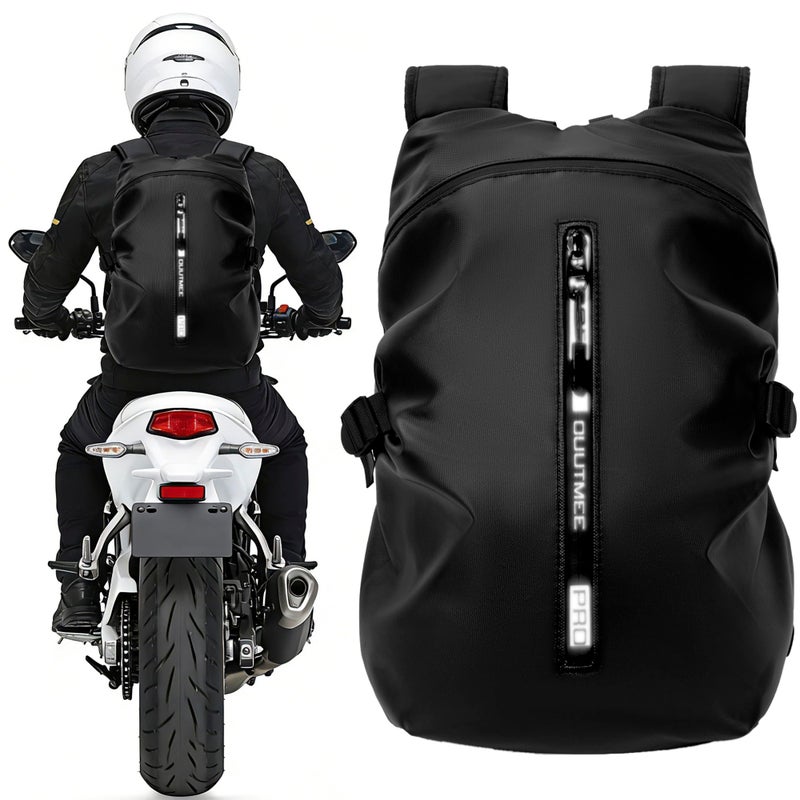 OUUTMEE Motorcycle Backpack Waterproof Helmet Backpacks for Men Large Capacity Storage Motorcycle Bag with Reflective Stripe - Image 2