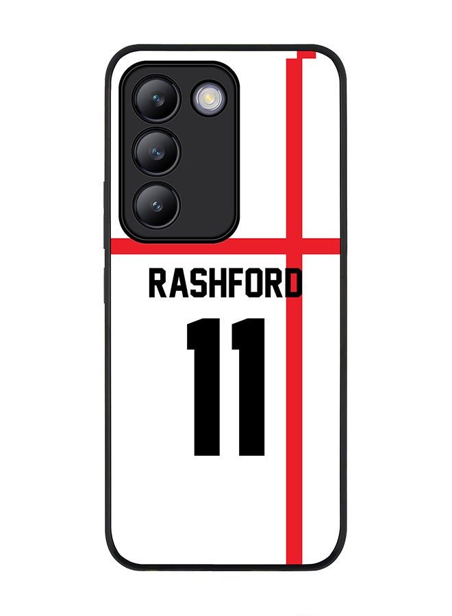 Stylizedd Rugged Black edge case for Vivo V30 Lite 5G, Slim fit Case Flexible TPU Gel Thin Cover -  Football Team - England, Player Name - Rashford - Image 1