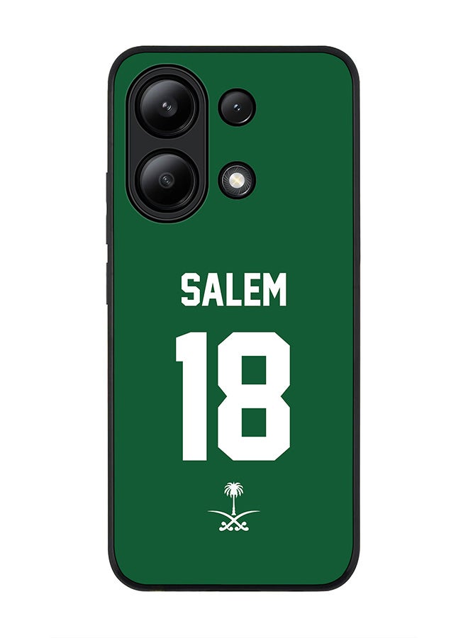 Stylizedd Rugged Black edge case for Xiaomi Redmi Note 13 4G, Slim fit Flexible Cover -  Football Team - Saudi Arabia, Player Name - Salem - Image 1