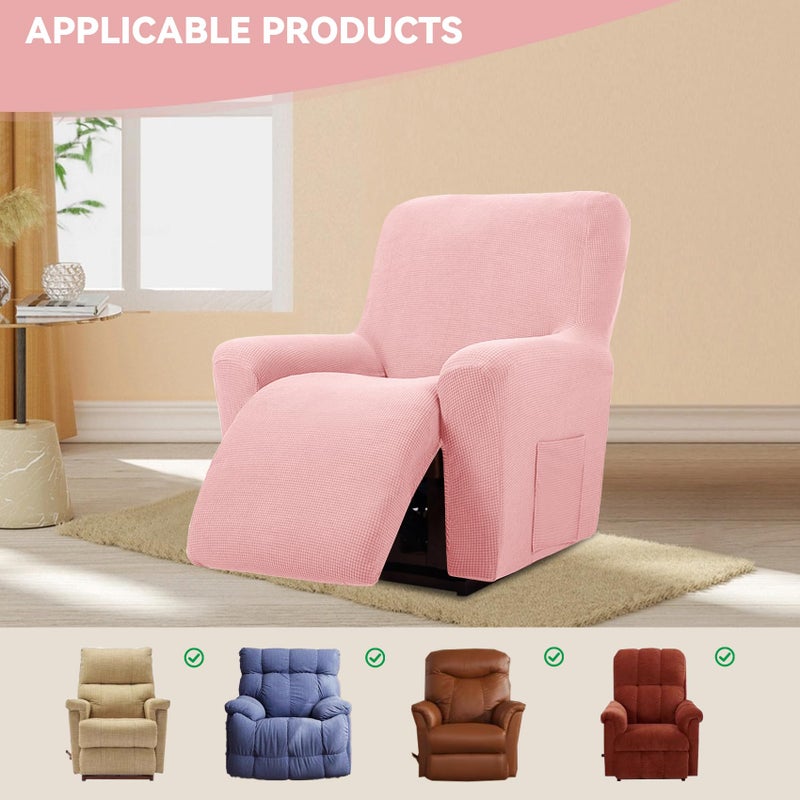 Cupuamon Recliner Chair Covers,Lazy Boy Recliner Covers Stretch Reclining Covers 1 Piece Furniture Protector with Elastic Bottom for Dog,Kids-Dusty Pink - Image 5