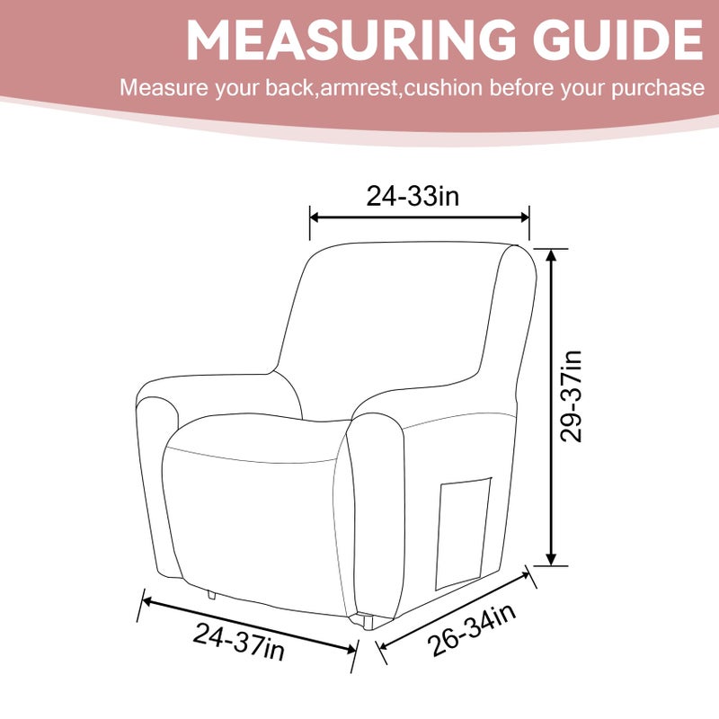 Cupuamon Recliner Chair Covers,Lazy Boy Recliner Covers Stretch Reclining Covers 1 Piece Furniture Protector with Elastic Bottom for Dog,Kids-Dusty Pink - Image 2