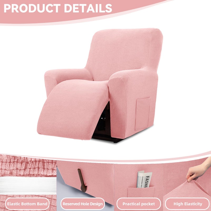 Cupuamon Recliner Chair Covers,Lazy Boy Recliner Covers Stretch Reclining Covers 1 Piece Furniture Protector with Elastic Bottom for Dog,Kids-Dusty Pink - Image 4