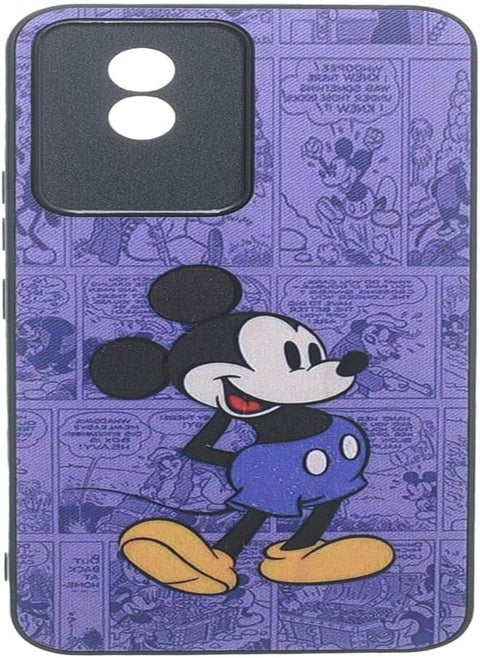 Boter. Plastic 3D Shockproof Back Case Designed With Raised Edge To Protect Camera lens Mouse Character Printed Suitable For VIVO Y02 - Multi Color