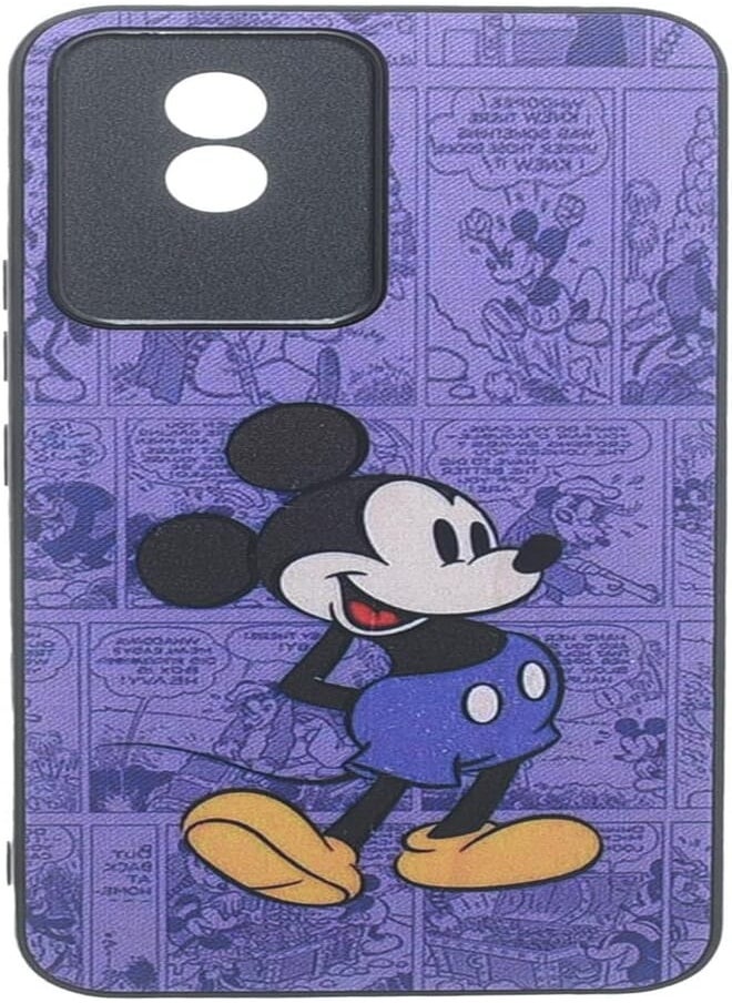 Boter. Plastic 3D Shockproof Back Case Designed With Raised Edge To Protect Camera lens Mouse Character Printed Suitable For VIVO Y02 - Multi Color