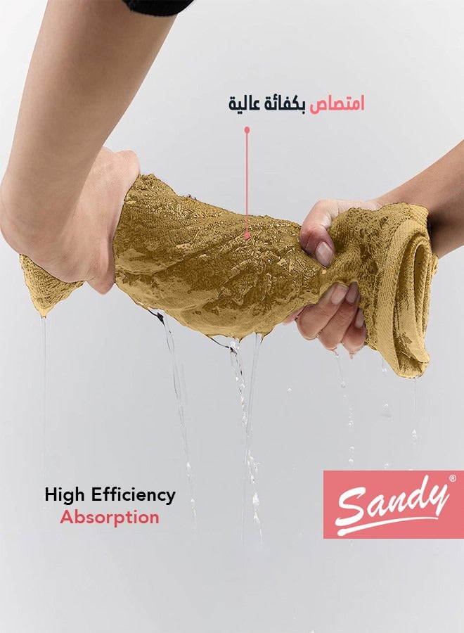 Sandy Premium Hotel Quality Hand Towel Set 100% Cotton Made in Egypt - 600 GSM, Soft Quick Drying and Highly Absorbent (4 Pack - 40x70 cm), Camel - Image 3