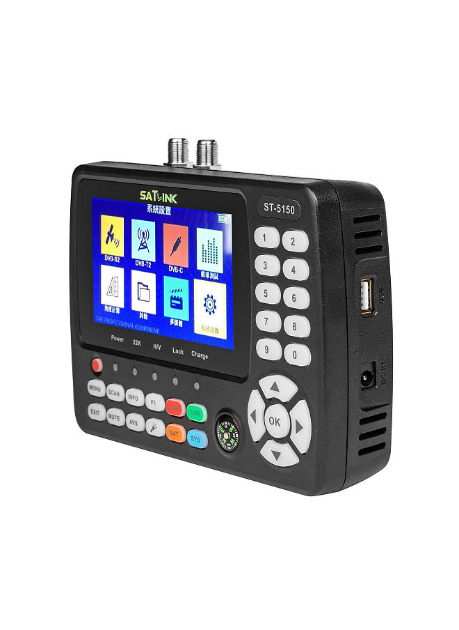 Generic - ST-5150 DVB-S2/T2/C COMBO HD Satellite TV Signal Finder Digital Handheld Signal Meter Satellite Finder H.265 HEVC MPEG-4 4.3 Inch TFT LCD UK Plug - Image 1