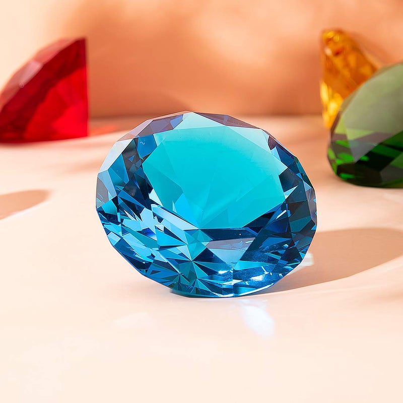 LONGWIN 100mm (3.9 inch) Crystal Diamond Paperweight Jewels Wedding Decorations Centerpieces Home Decor (Light Blue) - Image 2