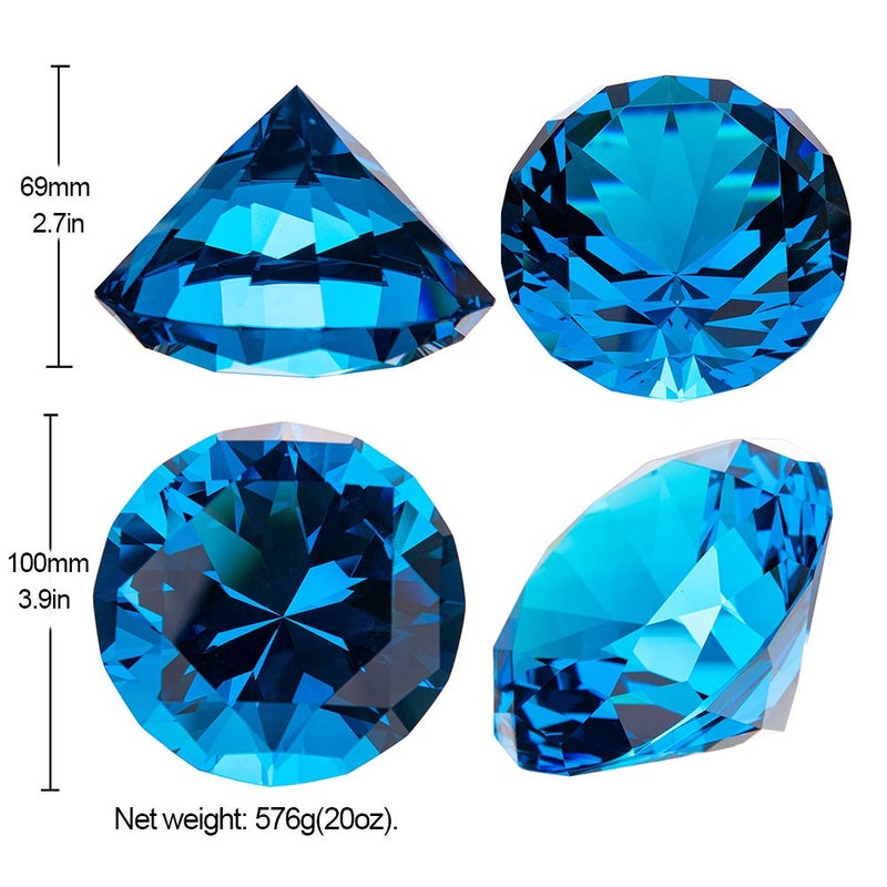 LONGWIN 100mm (3.9 inch) Crystal Diamond Paperweight Jewels Wedding Decorations Centerpieces Home Decor (Light Blue) - Image 4