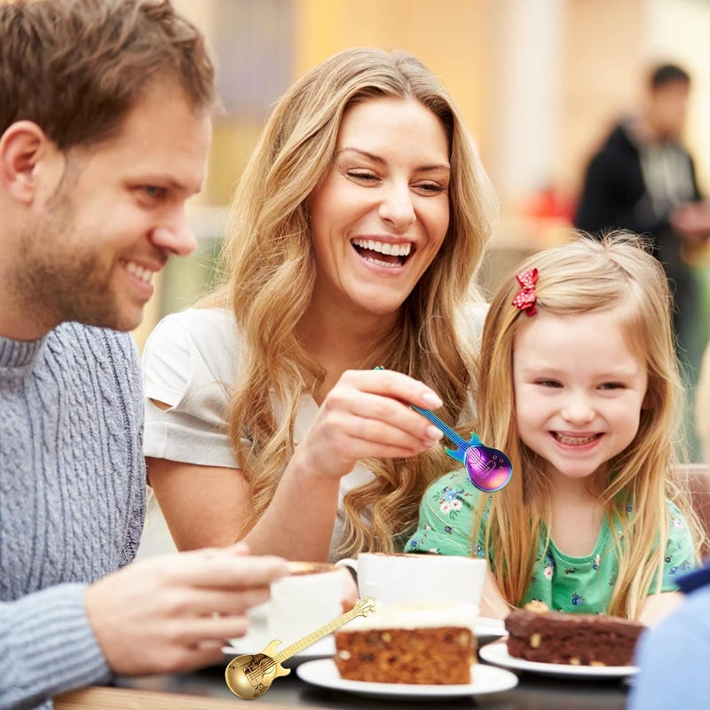 klarako 2PCS Guitar Spoons Coffee Teaspoon, Stainless Steel Colorful Spoon, Cute Guitar Musical Spoons for Coffee, Desserts, Drinks, Mixing or Smoothies (Rose Gold) - Image 3