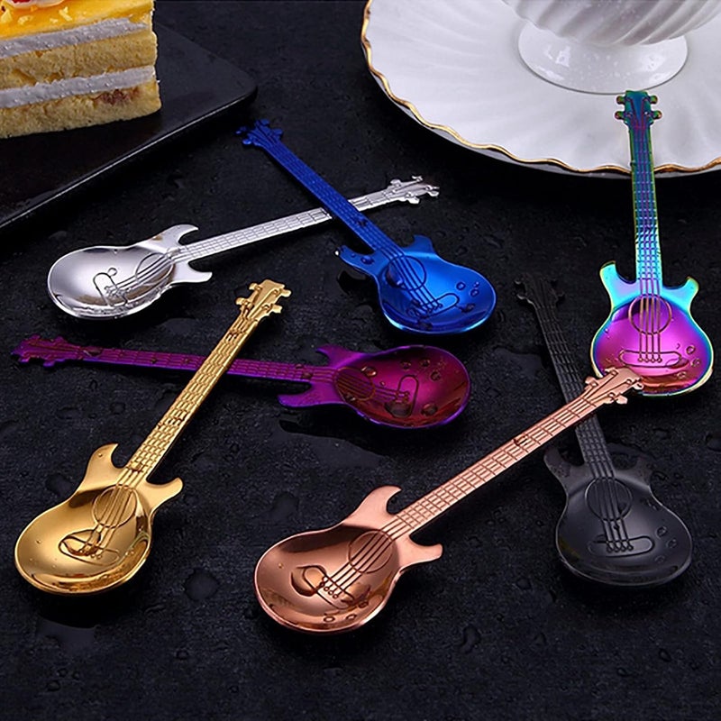 klarako 2PCS Guitar Spoons Coffee Teaspoon, Stainless Steel Colorful Spoon, Cute Guitar Musical Spoons for Coffee, Desserts, Drinks, Mixing or Smoothies (Rose Gold) - Image 5