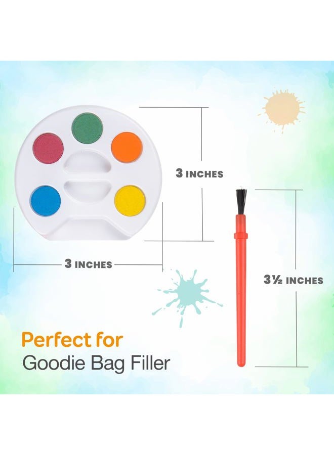 Bedwina Mini Watercolor Kids Paint Set - (Bulk Pack of 24) - 5 Watercolor Paints, Palette Tray and Painting Brush, for Art Party Favors, Kids Prizes, Stocking Stuffers and Paint Party Supplies - Image 3