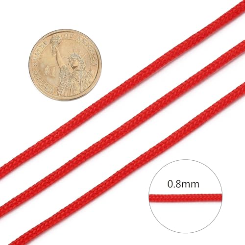 EEE ELECRELIVE 100 Yards 0.8mm Braided Nylon Thread Chinese Knotting Cord Red Bracelet String Macrame Cord Rope for Necklace Bracelet Jewelry Craft Making - Image 3